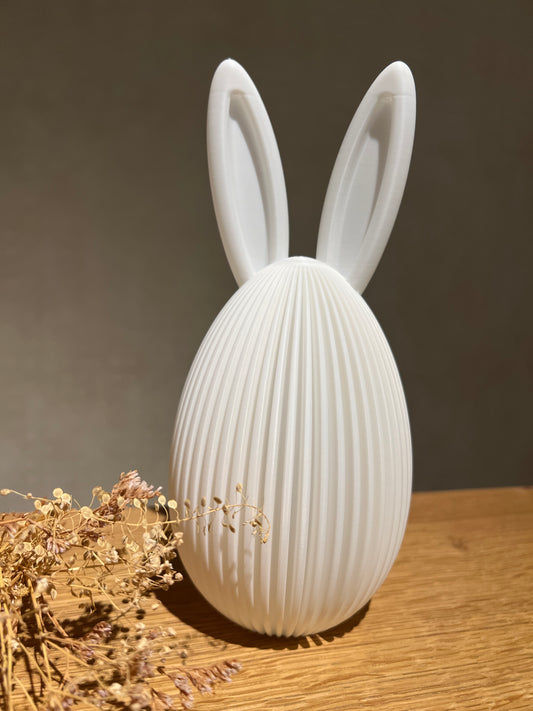 06. Osterdeko - Osterei mit Hasenohren beleuchtet – moderne Osterdeko mit sanftem Licht